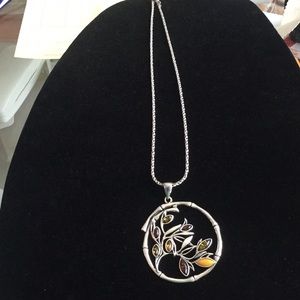 Sterling silver 925 neckless with  Amber